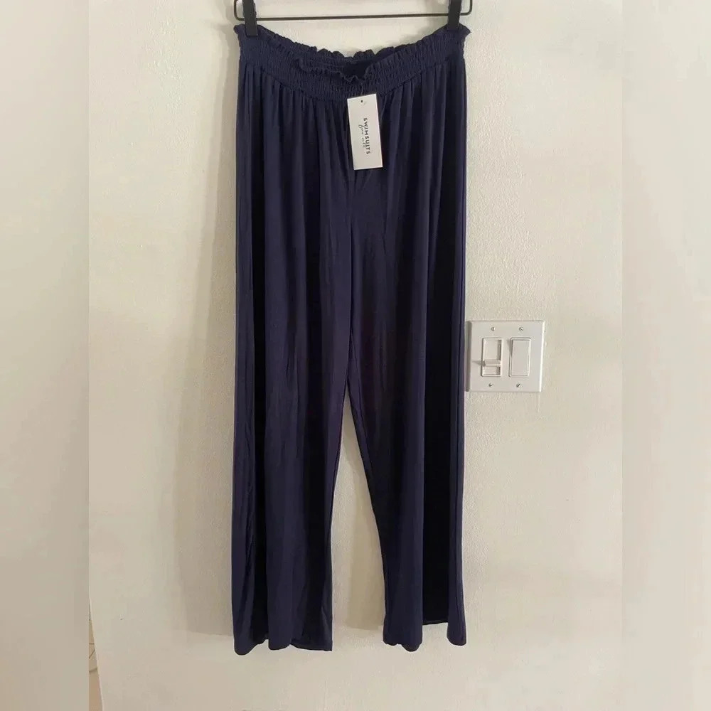 Swimsuits for All NWT Navy Stretchy Pull On Lightweight Cover Pant Womens 14/16